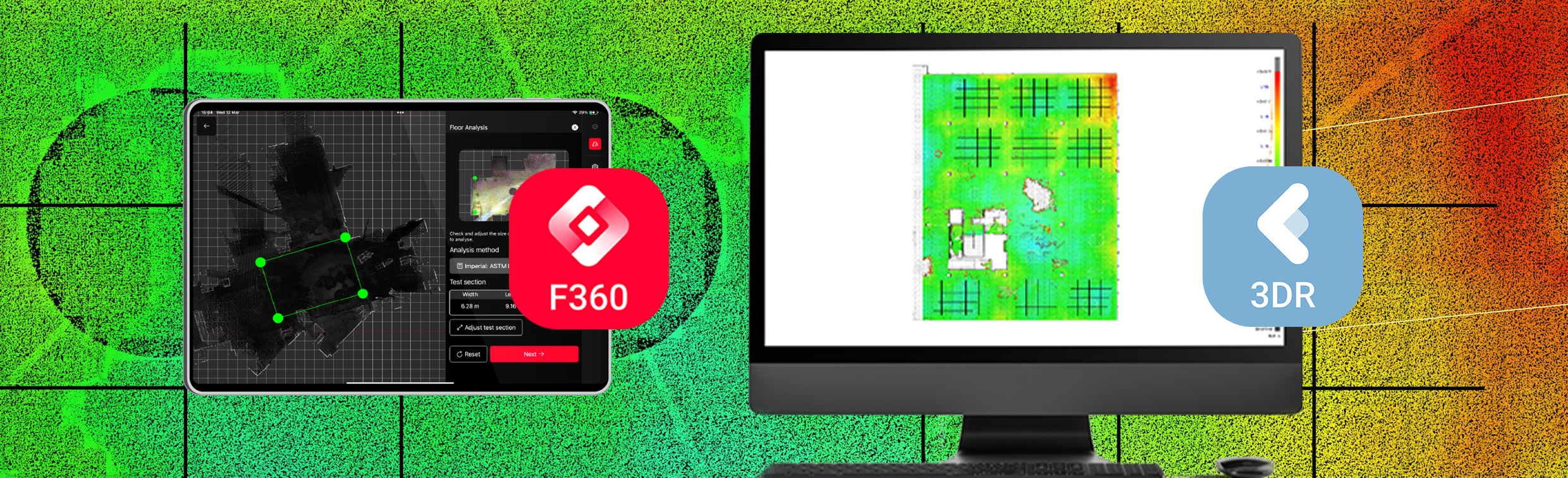 floor flatness and floor levelness analysis (FF/FL) in Leica Cyclone FIELD 360 and Leica Cyclone 3DR